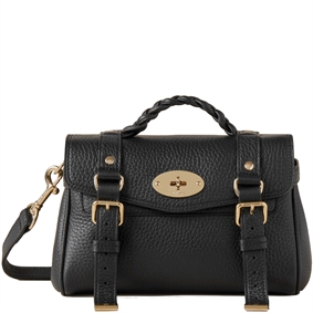 Mulberry Mini Alexa Black Heavy Grain 